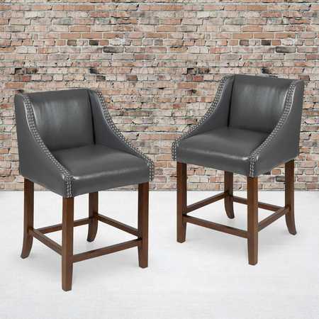 FLASH FURNITURE 24" High Dk Gray LeatherSoft Counter Height Stool, 2PK 2-CH-182020-24-DKGY-GG